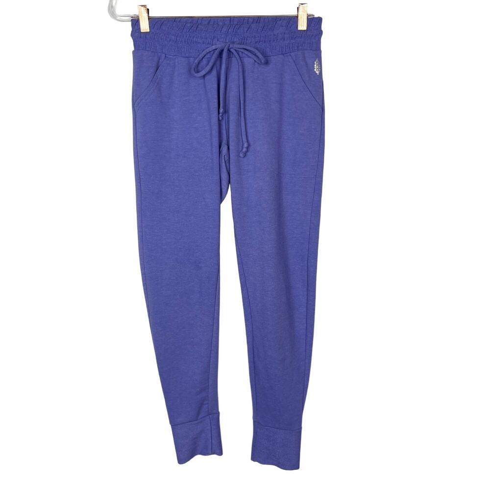 New Free People Movement Small Purple Sunny Skinny Cuffed Sweatpants Drawstring